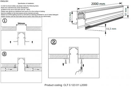 Шинопровод магнитный встраиваемый Crystal Lux CLT 0.123 01 L2000 BL
