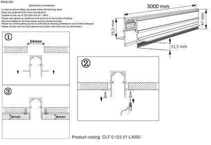 Шинопровод магнитный встраиваемый Crystal Lux CLT 0.123 01 L3000 BL