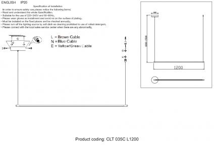 Светильник подвесной Crystal Lux CLT 035C L1200 BL