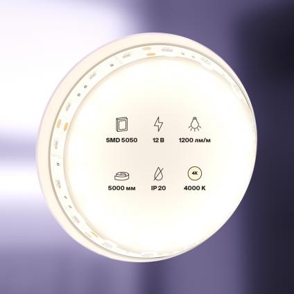 Светодиодная лента 12В 5050 14,4Вт/м 4000K 5м IP20