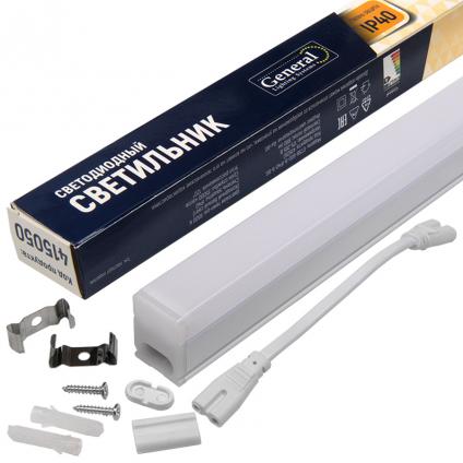 Светильник светодиодный Т5 без выкл. 15Вт 230В 4500К 900мм General GT5B-900-15-IP40-4-BS