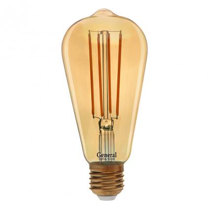 Лампа GLDEN-ST64S-DEM-13-230-E27-2700 Золотая 1/5/20