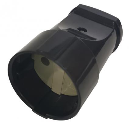 Розетка разборная General GRV-S-10-R-B-IP20, 10А, круглая, б/з, черная, IP20, 1/20/200