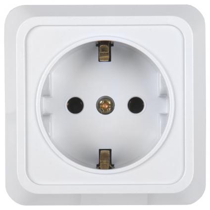 Розетка 2П+3 открытой установки IP20 16А 250В (керамика) белая Альфа General