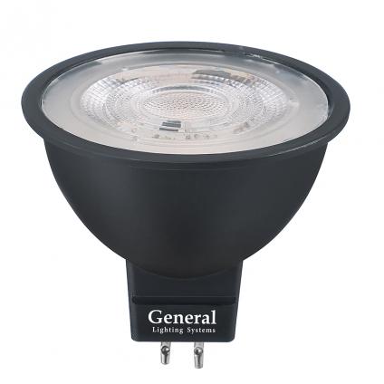 Лампа Светодиодная General GLDEN-MR16-DIF-7-230-GU5.3-4500 Диффузор 30 градусов Черный корпус 1/10/100