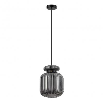 5042/1B PENDANT ODL24 373 черный/дымчатый/металл/стекло/эко.кожа Подвес E27 1*60W JUGI