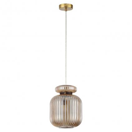 5042/1A PENDANT ODL24 373 античн.бронза/янтарный/металл/стекло/эко.кожа Подвес E27 1*60W JUGI