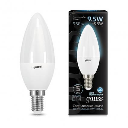 103101210 Лампа Gauss LED Свеча E14 9.5W 950lm 4100К 1/10/50