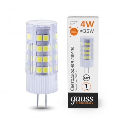 10714 Лампа Gauss Elementary G4 12V 4W 400lm 3000K керамика LED 1/10/200