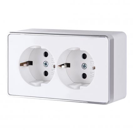 Розетка двойная с заземлением Gallant белая W5072101