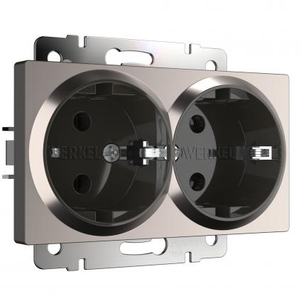 Розетка двойная с заземлением глянцевый никель W1172002