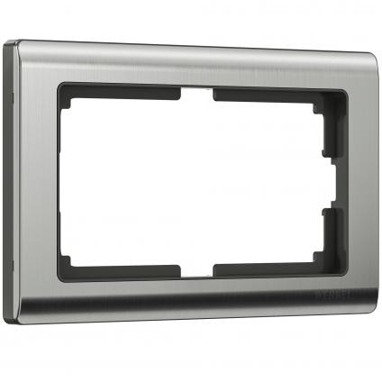 Рамка из металла для двойной розетки Metallic глянцевый никель W0081602