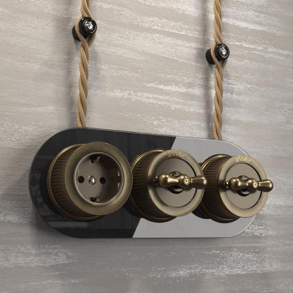 Переключатель/выключатель одноклавишный бронзовый ретро W5712012