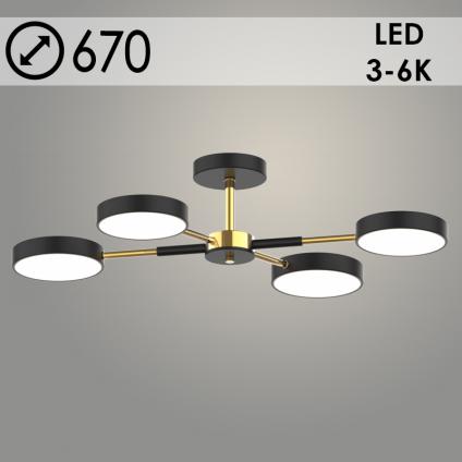 Люстра XI3206/4 BK+GD черный+золото 72W LED 3000-6000K d670 h160, HN22 У1
