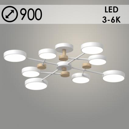 Люстра XI3221/8 WT+WOOD белый/дерево 120W LED 3000-6000K d900 h170, HN22 У1