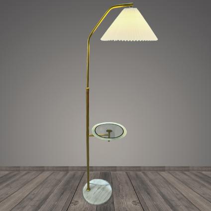 Торшер со столиком T2100 WT+GD белый+золото/белый абажур 1x40W E27 h1580, BTH23 У1