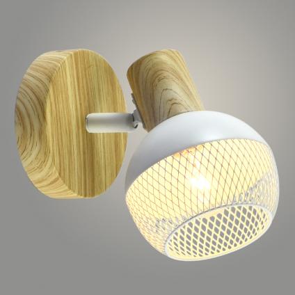 Спот DA6100/1 WOOD+WH дерево/белый 1x40W E14 h140, HN23