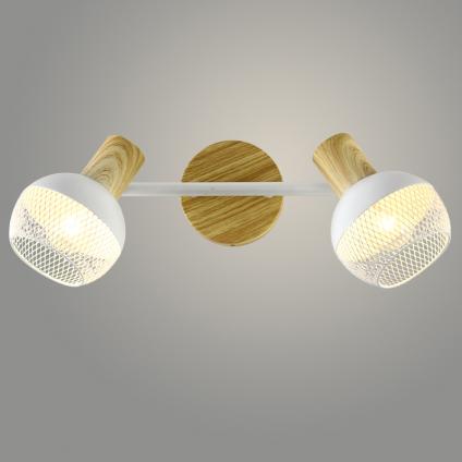 Спот DA6100/2 WOOD+WH дерево/белый 2x40W E14 h185, HN23