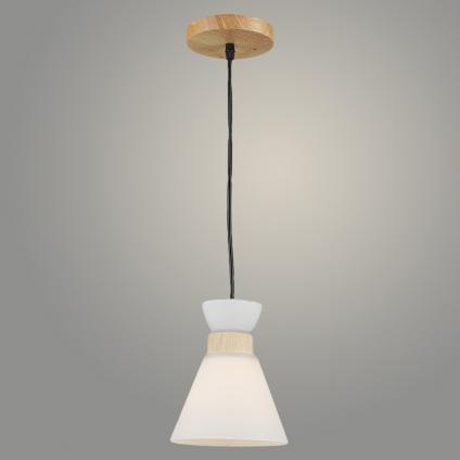 Подвес N5628/1HQ WOOD+WT белый 1х40W Е27 d155 h800, QH23