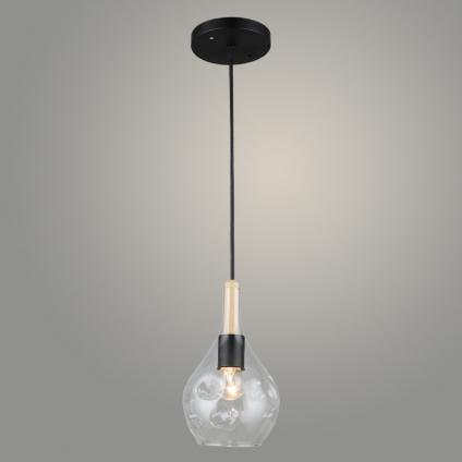 Подвес N5360/1HQ BK+WOOD черный 1х40W E27 d130 h800, QH22