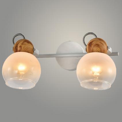 Спот 22530/2 WT+WOOD белый/дерево 2x40W E27 h150, WAN23