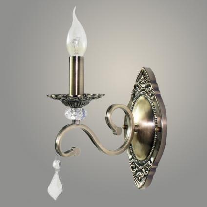 Бра N1208/1W AB бронза/хрусталь 1х40W Е14 h335, QH16  У1