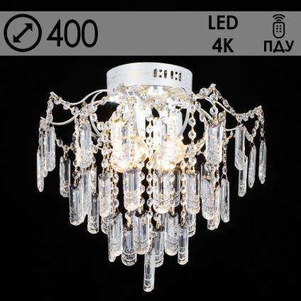 Люстра E2425/4+4 WG белое золото/хрусталь 4х40W E27+4x5W LED ПДУ d400 h390, QH23
