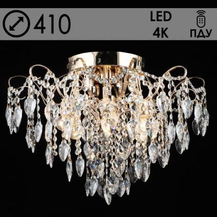 Люстра E2265/6+6 FGD золото/хрусталь 6х40W E27+6x3W LED ПДУ d410 h630, QH23