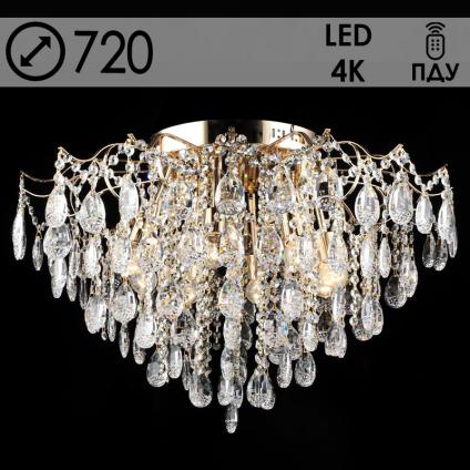 Люстра E2426/8+8 FGD золото/хрусталь 8х60W E27+8x5W LED ПДУ d720 h490, QH23