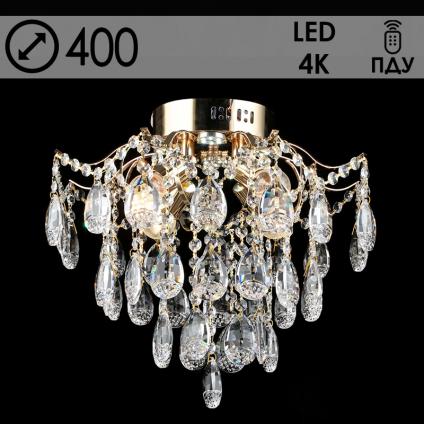 Люстра E2426/4+4 FGD золото/хрусталь 4х60W E27+4x5W LED ПДУ d400 h380, QH23
