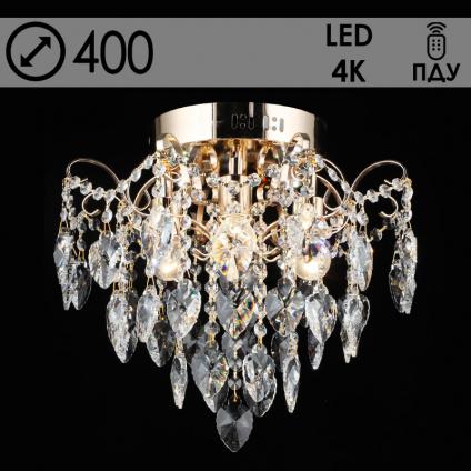 Люстра E2265/4+4 FGD золото/хрусталь 4х40W E27+4x3W LED ПДУ d400 h360, QH23