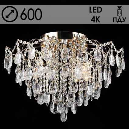 Люстра E2426/6+6 FGD золото/хрусталь 6х60W E27+6x5W LED ПДУ d600 h450, QH23