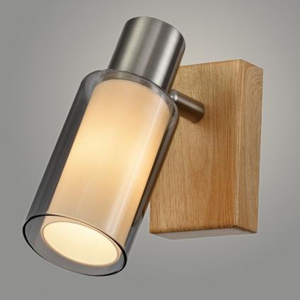 Спот 19561/1 SN+WOOD никель/дерево 1x40W E14 h130, WAN23