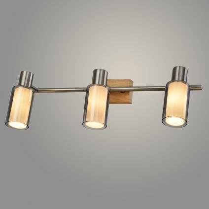 Спот 19561/3 SN+WOOD никель/дерево 3x40W E14 h130, WAN23