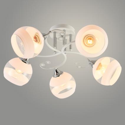 Люстра XA1458B/5 WH+CR белый/хром 5х60W E27 d560 h240, HN23