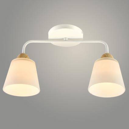 Люстра XA1456/2 WH+WOOD белый/дерево 2х60W E27 d400 h210, HN23