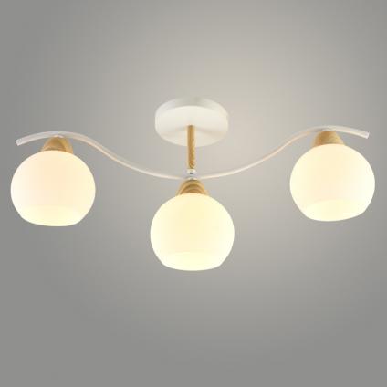 Люстра XA1441/3 WH+WOOD белый/дерево 3х60W E27 d540 h255, HN23