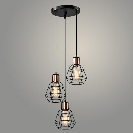 Подвес 21643/3HQ BK+COP черный/медь 3х40W E27 h1000, WAN23