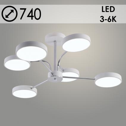 Люстра XI3243/6 WT+CR белый/хром 108W LED 3000-6000K d740 h260, HN23