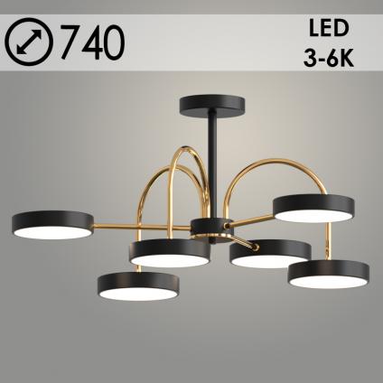 Люстра XI3249/6 BK+FGD черный/золото 108W LED 3000-6000K d740 h330, HN23