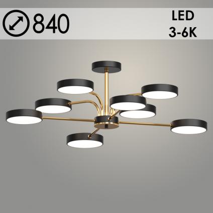 Люстра XI3243/8 BK+FGD черный/золото 144W LED 3000-6000K d840 h260, HN23