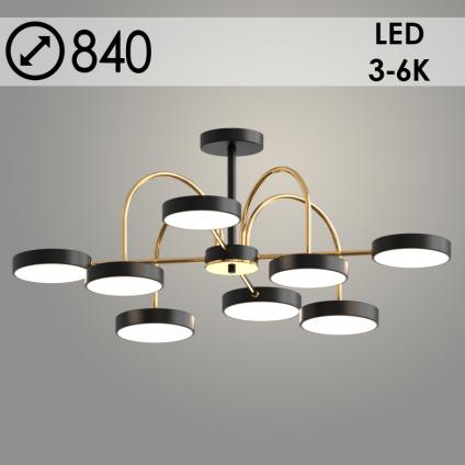 Люстра XI3249/8 BK+FGD черный/золото 144W LED 3000-6000K d840 h330, HN23