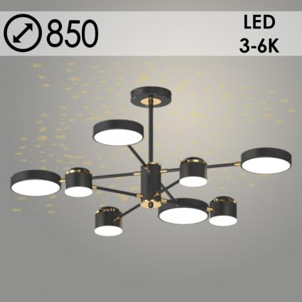 Люстра XI3288/8 BK+FGD черный/золото 132W LED 3000-6000K d850 h350, HN23