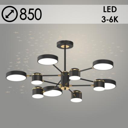 Люстра XI3288/10 BK+FGD черный/золото 165W LED 3000-6000K d850 h350, HN23