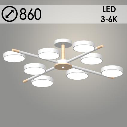 Люстра XI3264/8 WT+WOOD белый/дерево 144W LED 3000-6000K d860 h190, HN23
