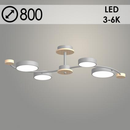Люстра XI3261/4 GRAY+WOOD серый+дерево 60W LED 3000-6000K d800 h200, HN23