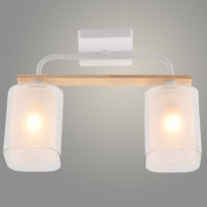 Люстра XA1567/2 WH+WOOD белый/дерево 2х60W E27 d340 h245, HN23