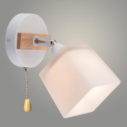 Бра XA1586/1W WH+CR+WOOD белый/хром 1х60W E27 h190, HN23