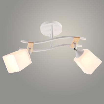 Люстра XA1586/2 WH+CR+WOOD белый/хром 2х60W E27 d500 h290, HN23