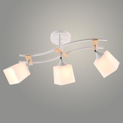 Люстра XA1586/3 WH+CR+WOOD белый/хром 3х60W E27 d660 h300, HN23